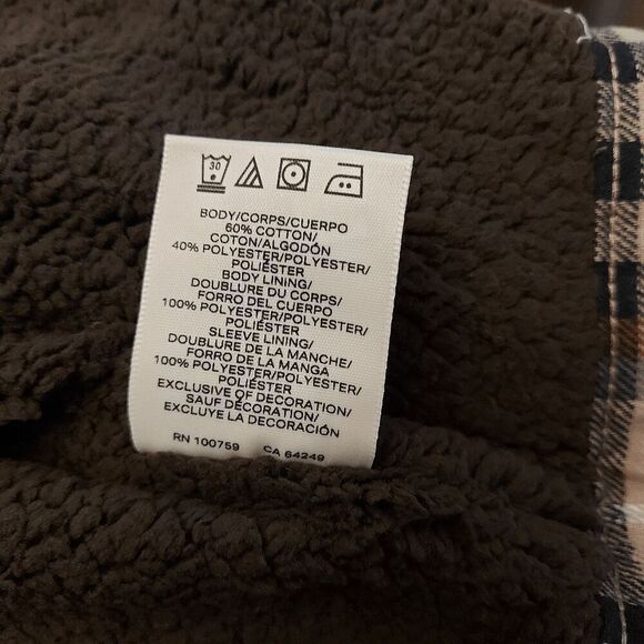 Scotch & Soda Sherpa Lined Plaid Flannel Jacket Tan Brown Mocha Men's Size M - Picture 6 of 6